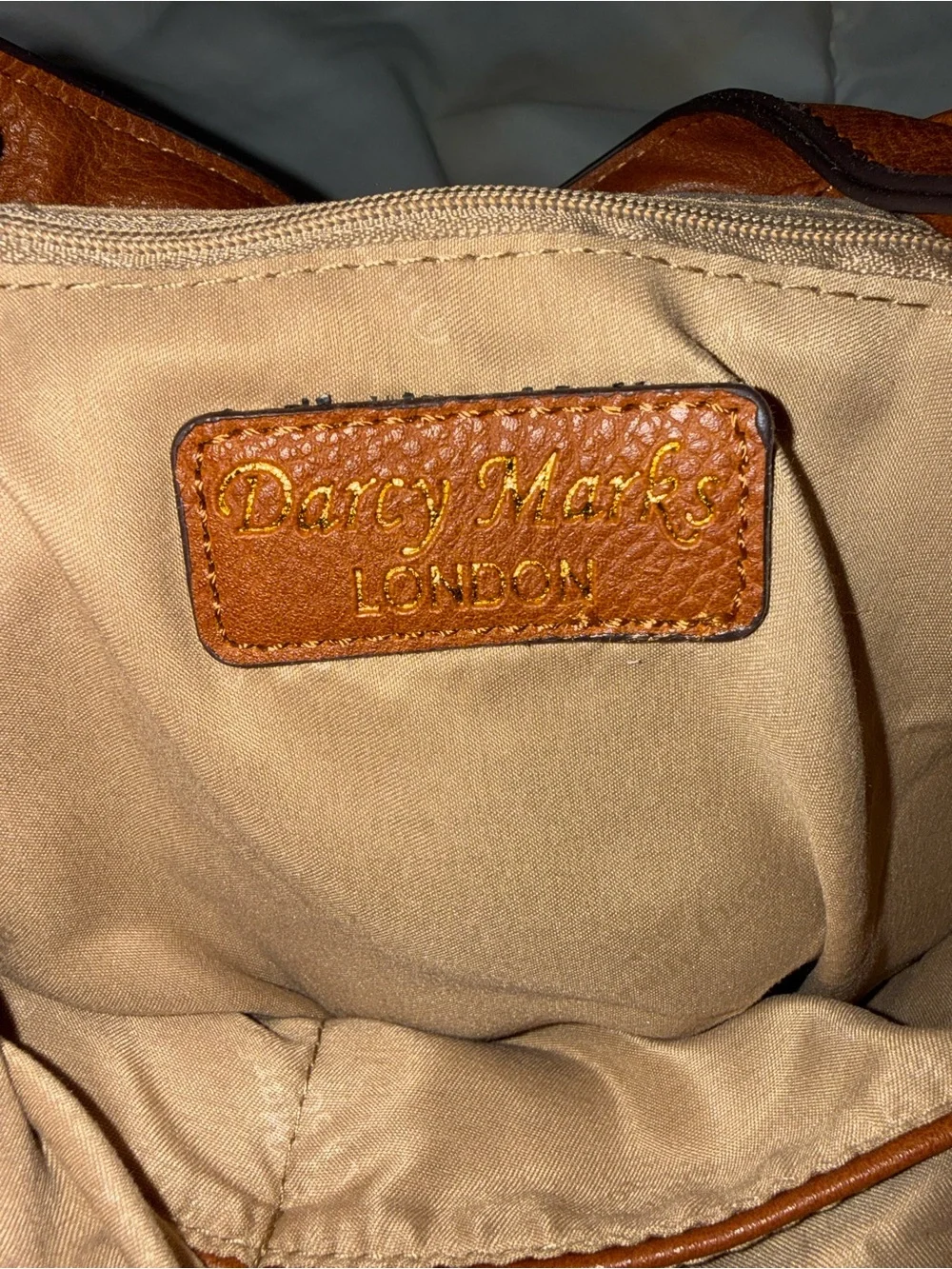 Tan Embossed Leather Backpack Darcy Marks London